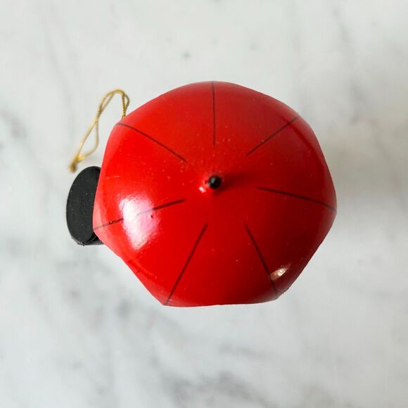 Vintage Snowman with Umbrella & Blackbird Wooden Christmas Ornament Germany - Picture 5 of 6